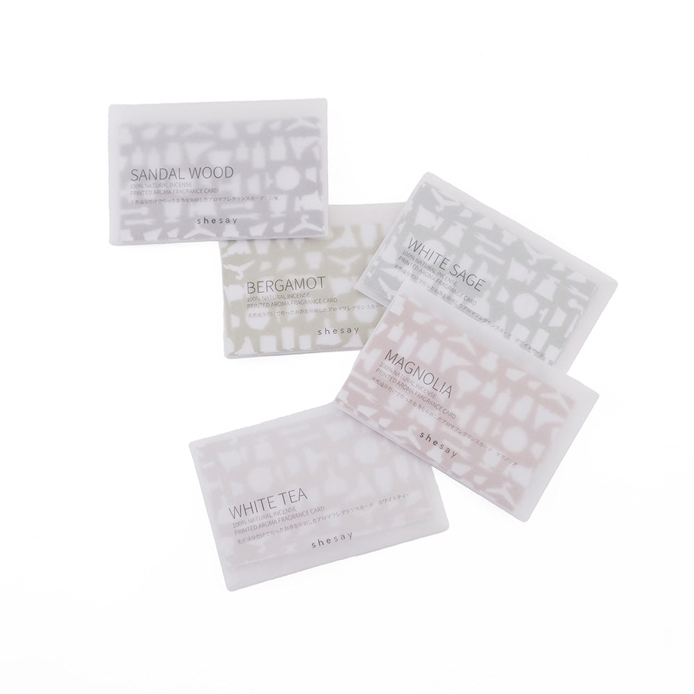 天然成分で作ったお香を印刷した メッセージカード(5種類)
