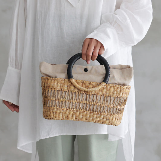 シーグラスのラウンドハンドルバッグ