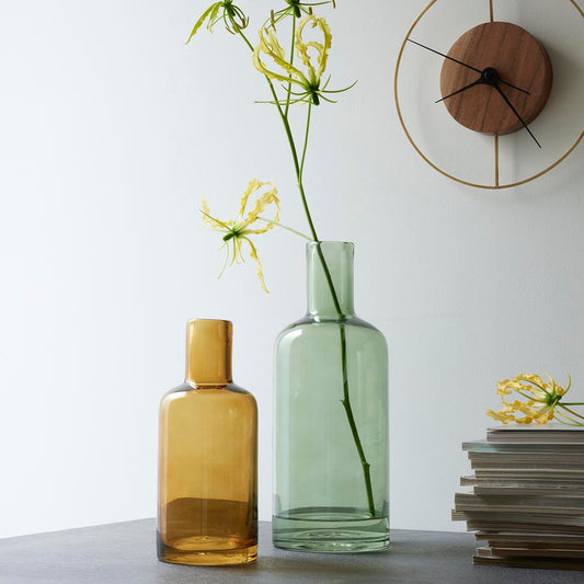 カラーガラス フラワーベース ロングネック