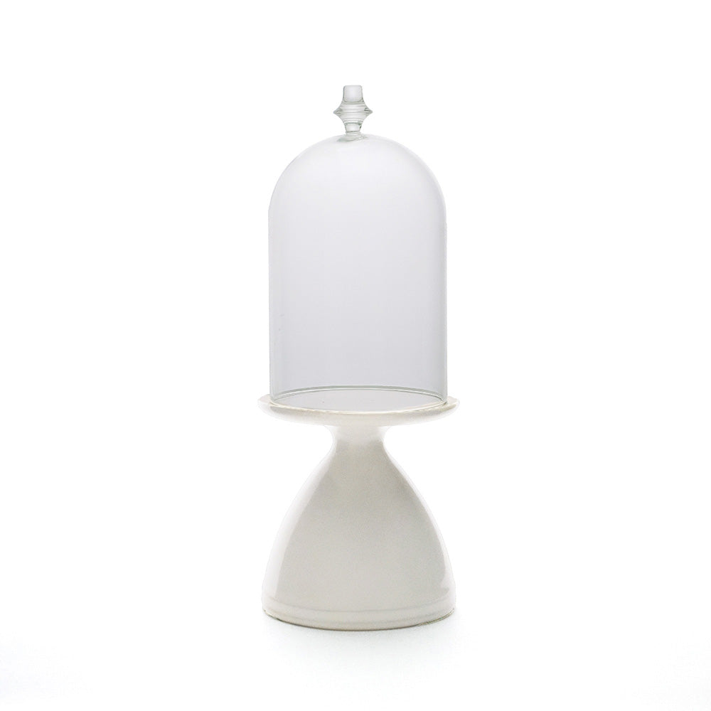【10月上旬頃入荷】半磁器のキャンドルスタンド ガラスドーム付き
