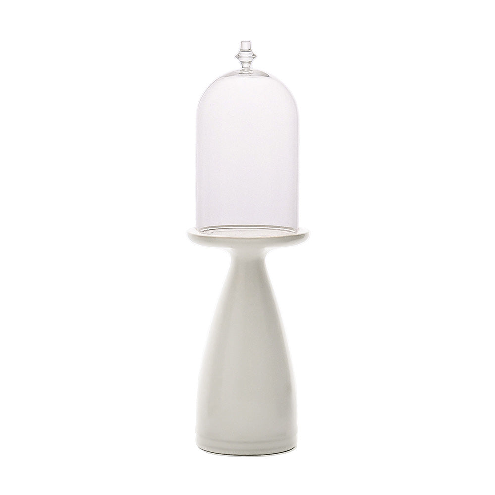 【10月上旬頃入荷】半磁器のキャンドルスタンド ガラスドーム付き