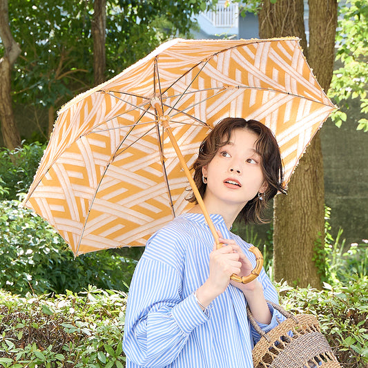 菱模様のジャカード晴雨兼用傘