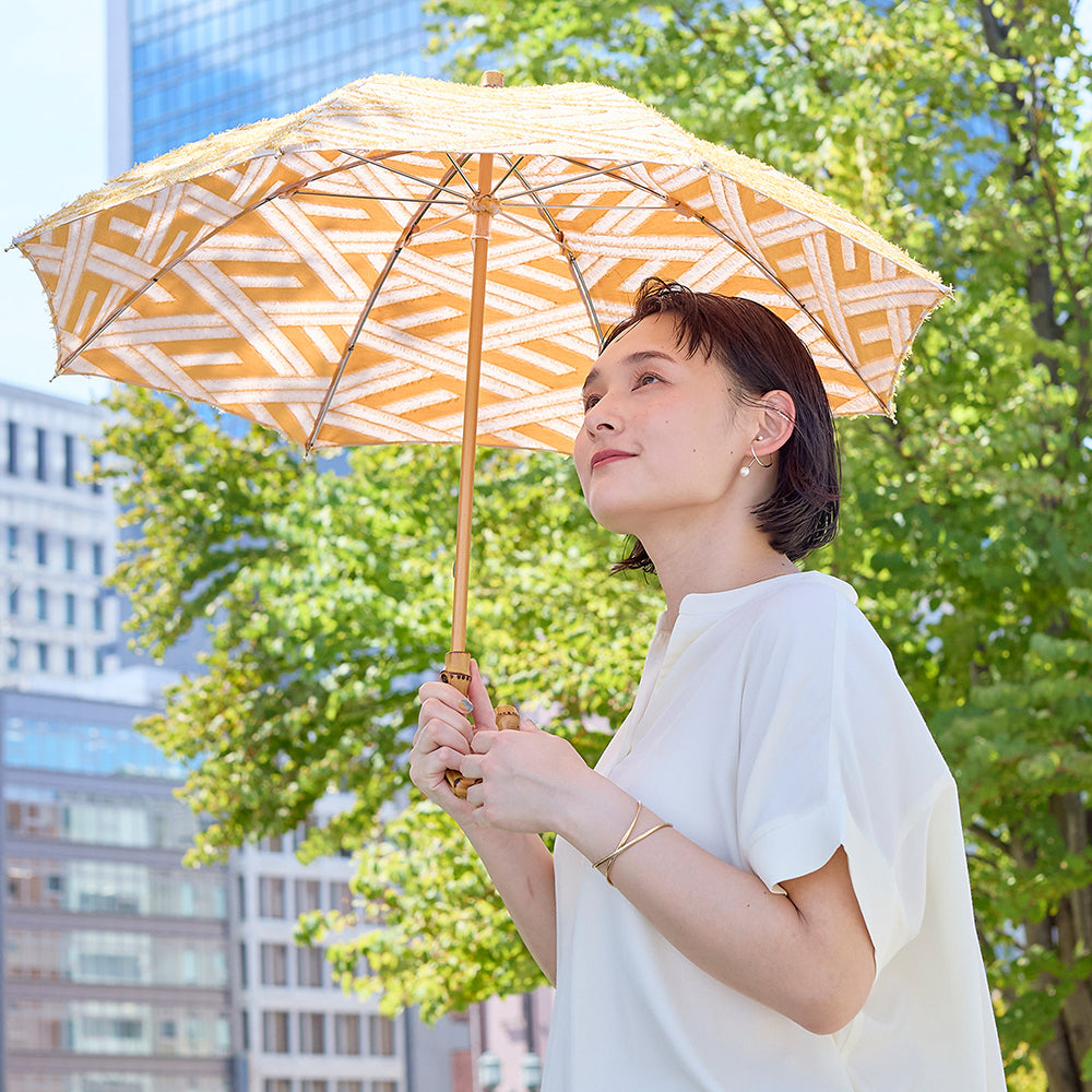 菱模様のジャカード晴雨兼用傘