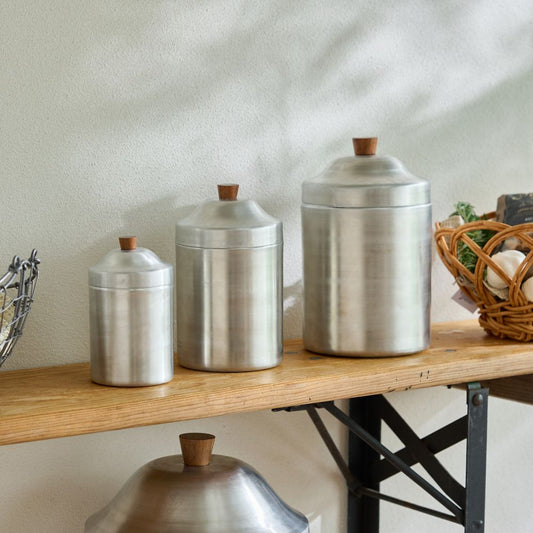 アルミとウッドのキャニスター