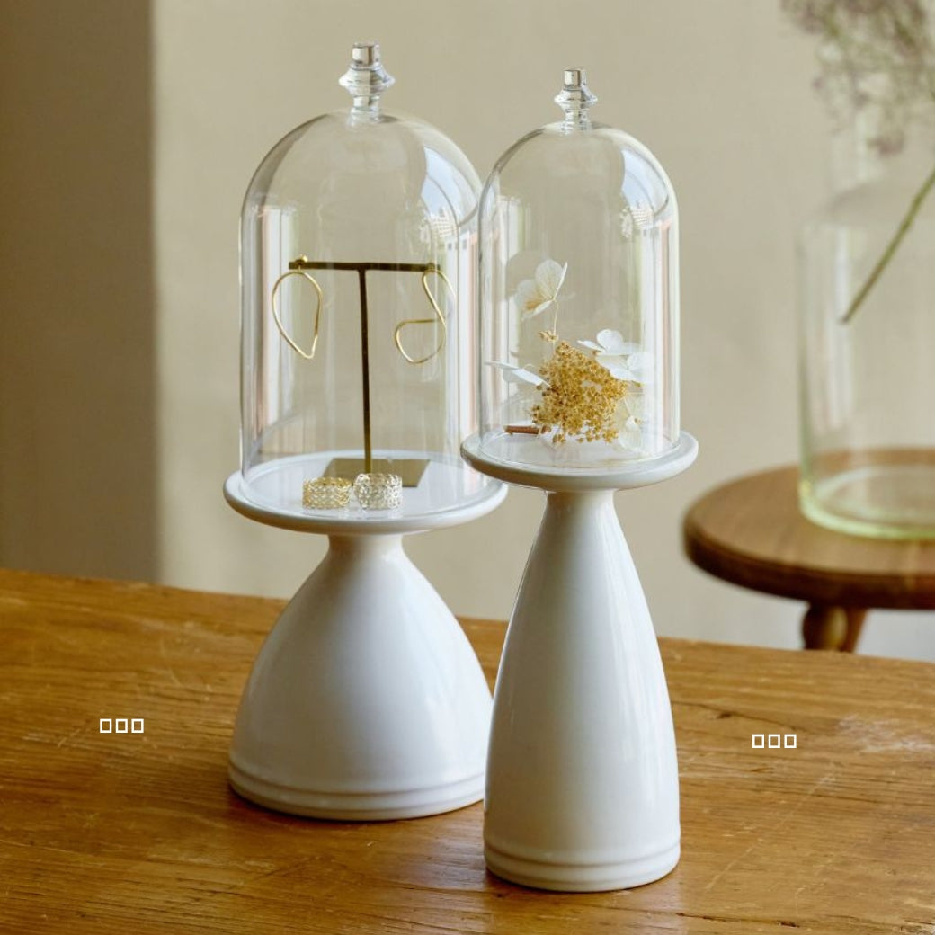 【10月上旬頃入荷】半磁器のキャンドルスタンド ガラスドーム付き